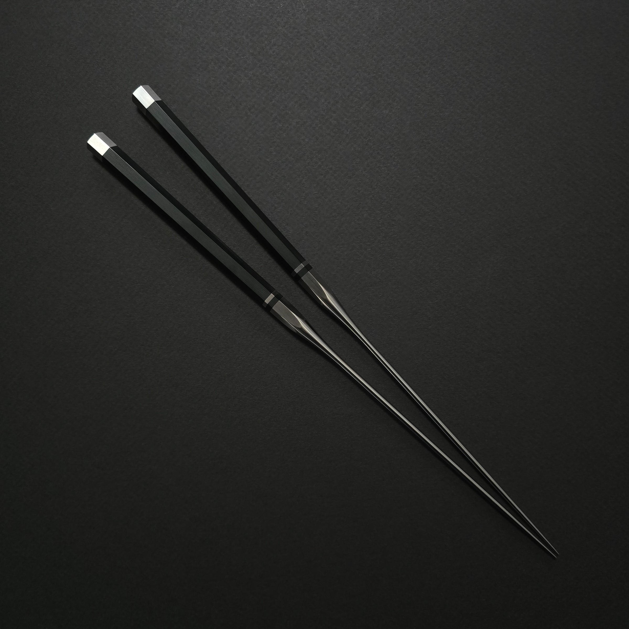 Nenohi Custom Hexagonal Black Linen Micarta Moribashi Chopsticks