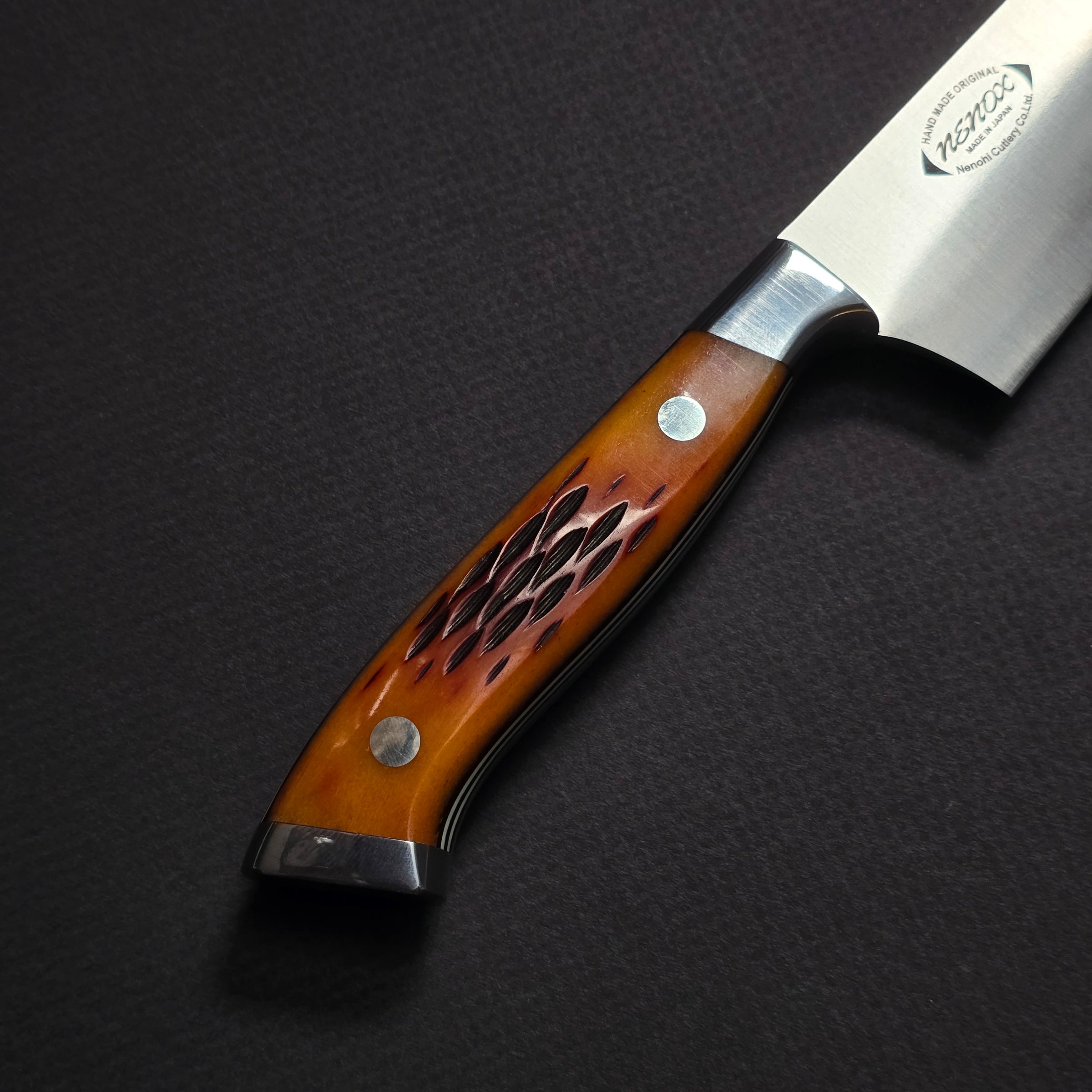 Nenox Amber Yo Deba 165mm Amber Jigged Bone Handle | Tosho Knife