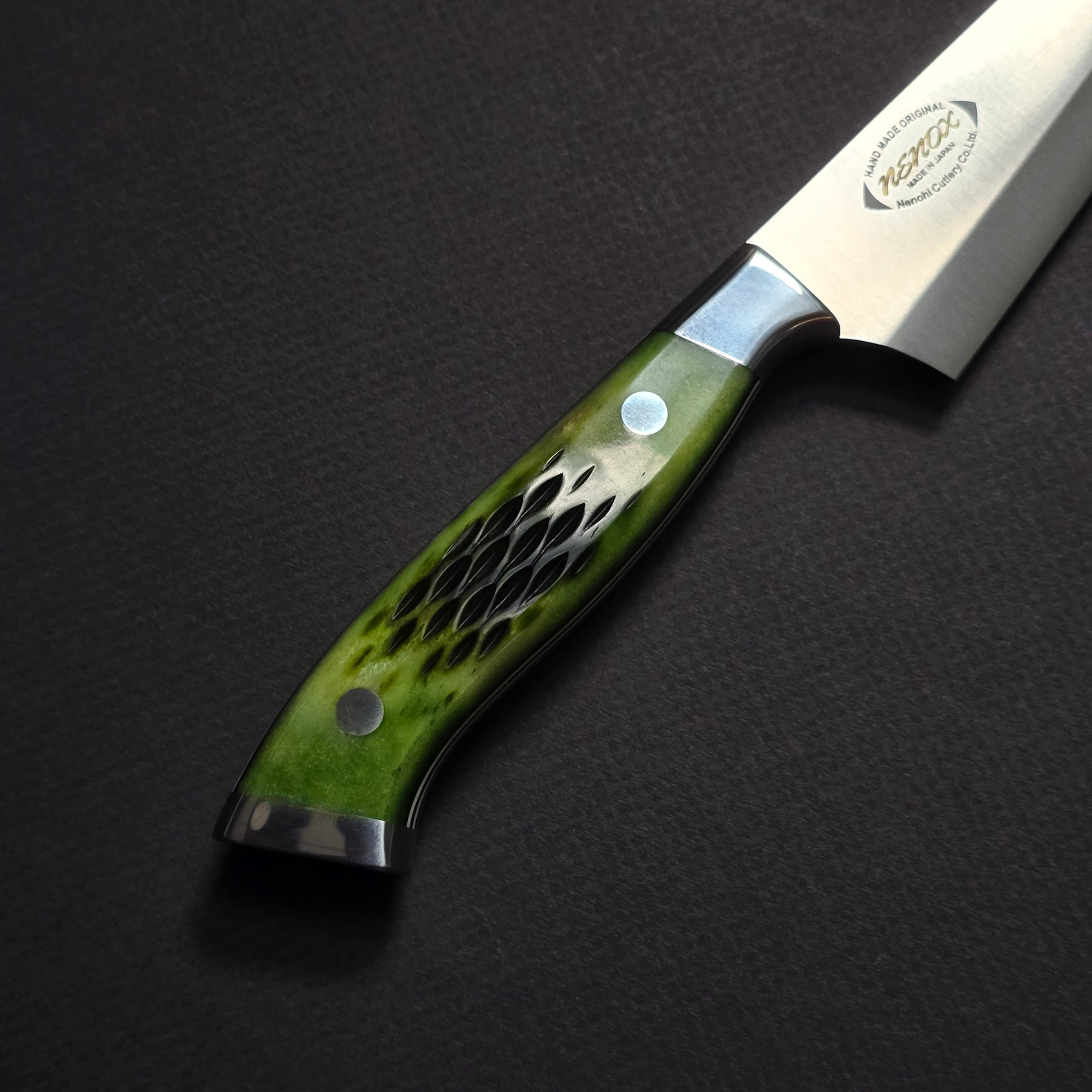 Nenox Green Honesuki Kaku 150mm Green Jigged Bone Handle (with