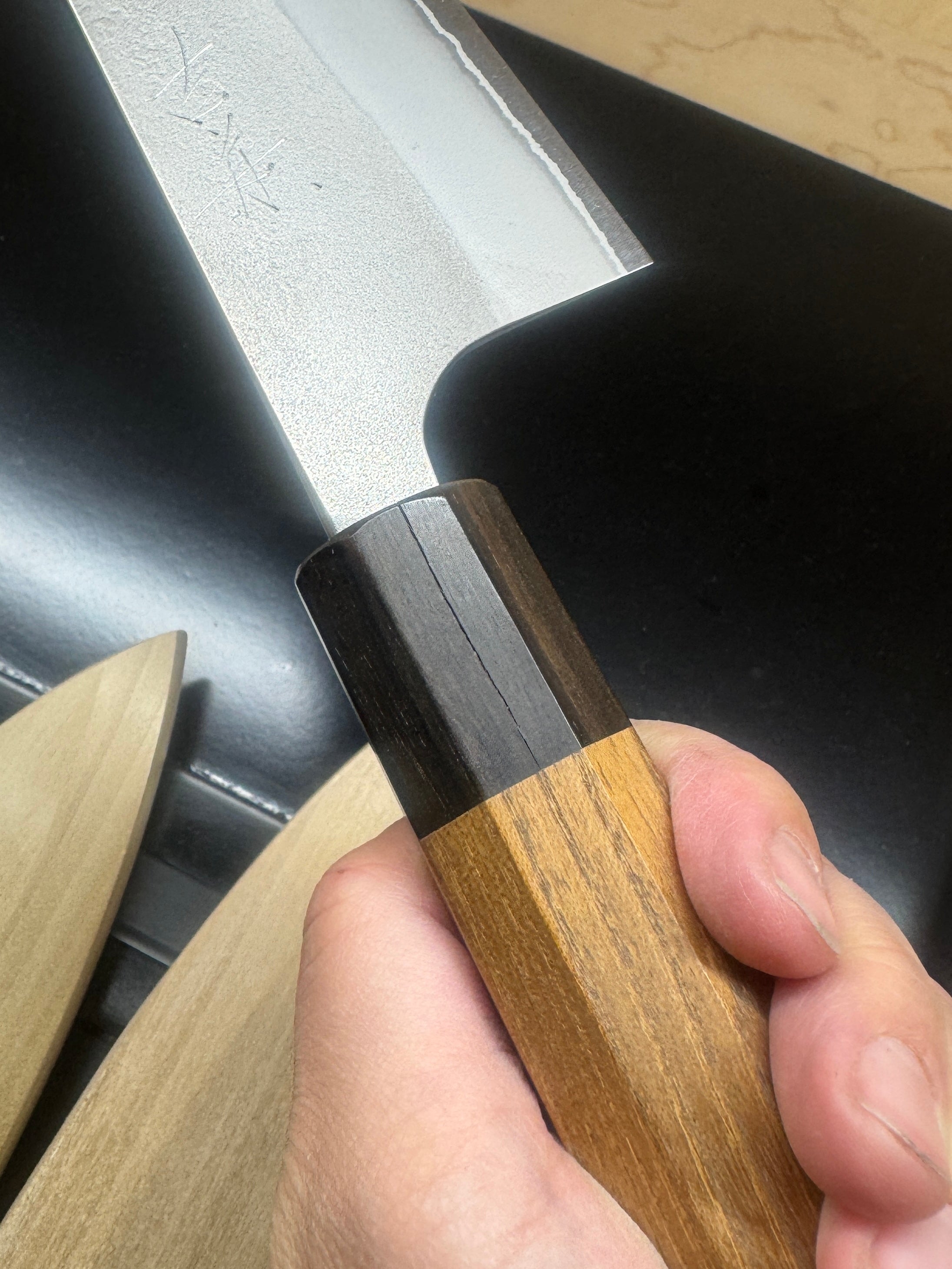 Yoshikane White #2 Nashiji Kiritsuke Gyuto 210mm Double Ebony Enju