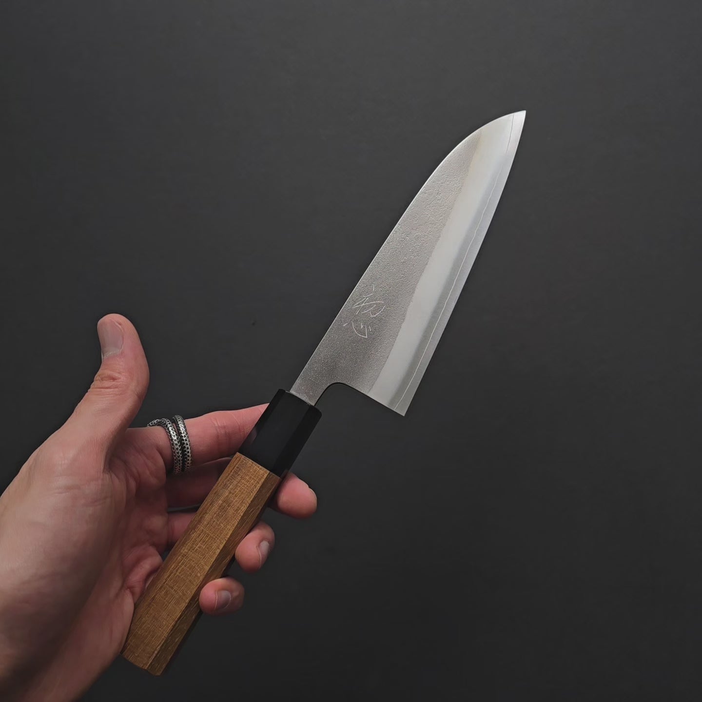 Yoshikane SKD Nashiji Santoku 165mm Teak Handle | Tosho Knife Arts